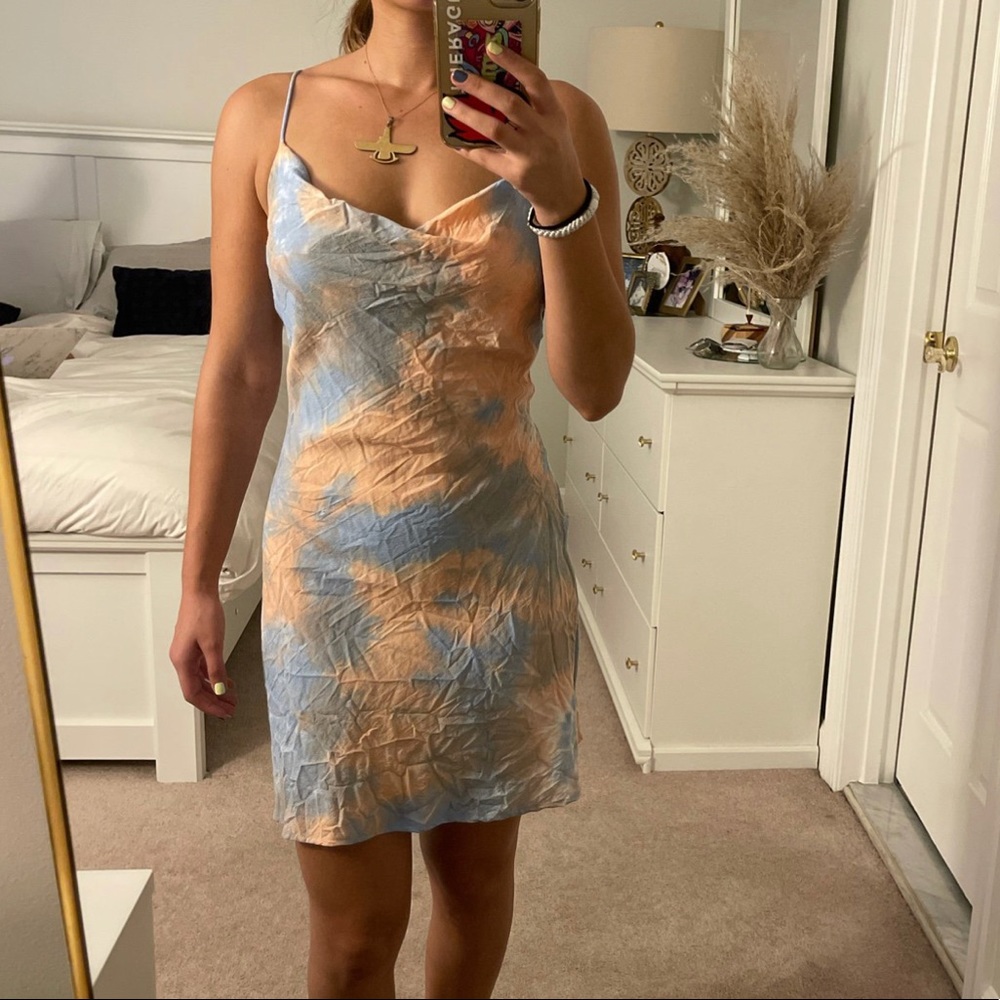 cowl neck mini dress
